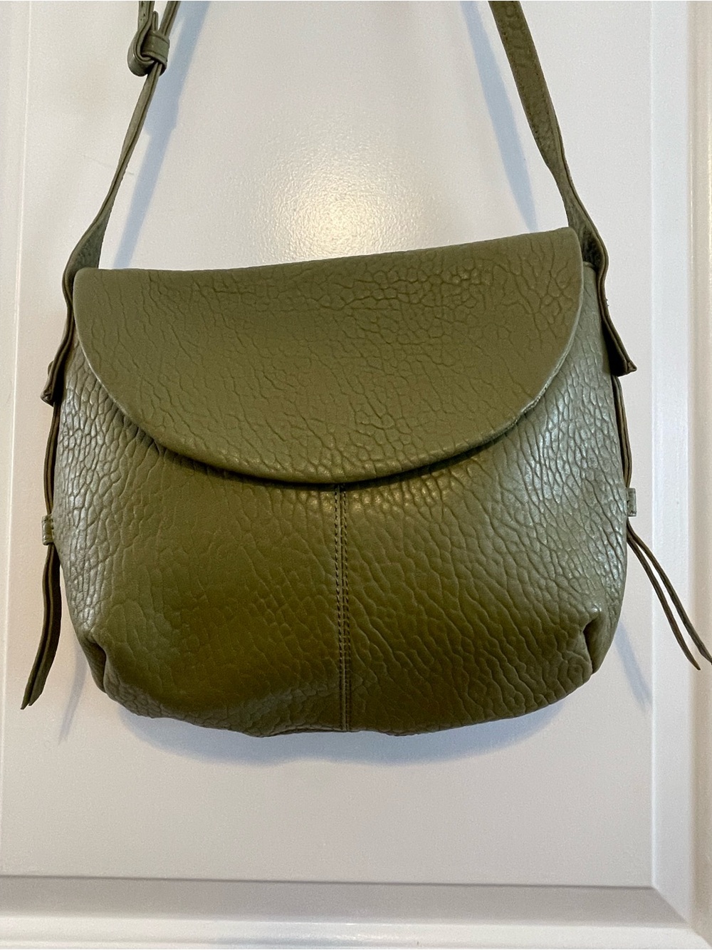 HOBO Olive Green Pebbled Leather Shoulder Bag